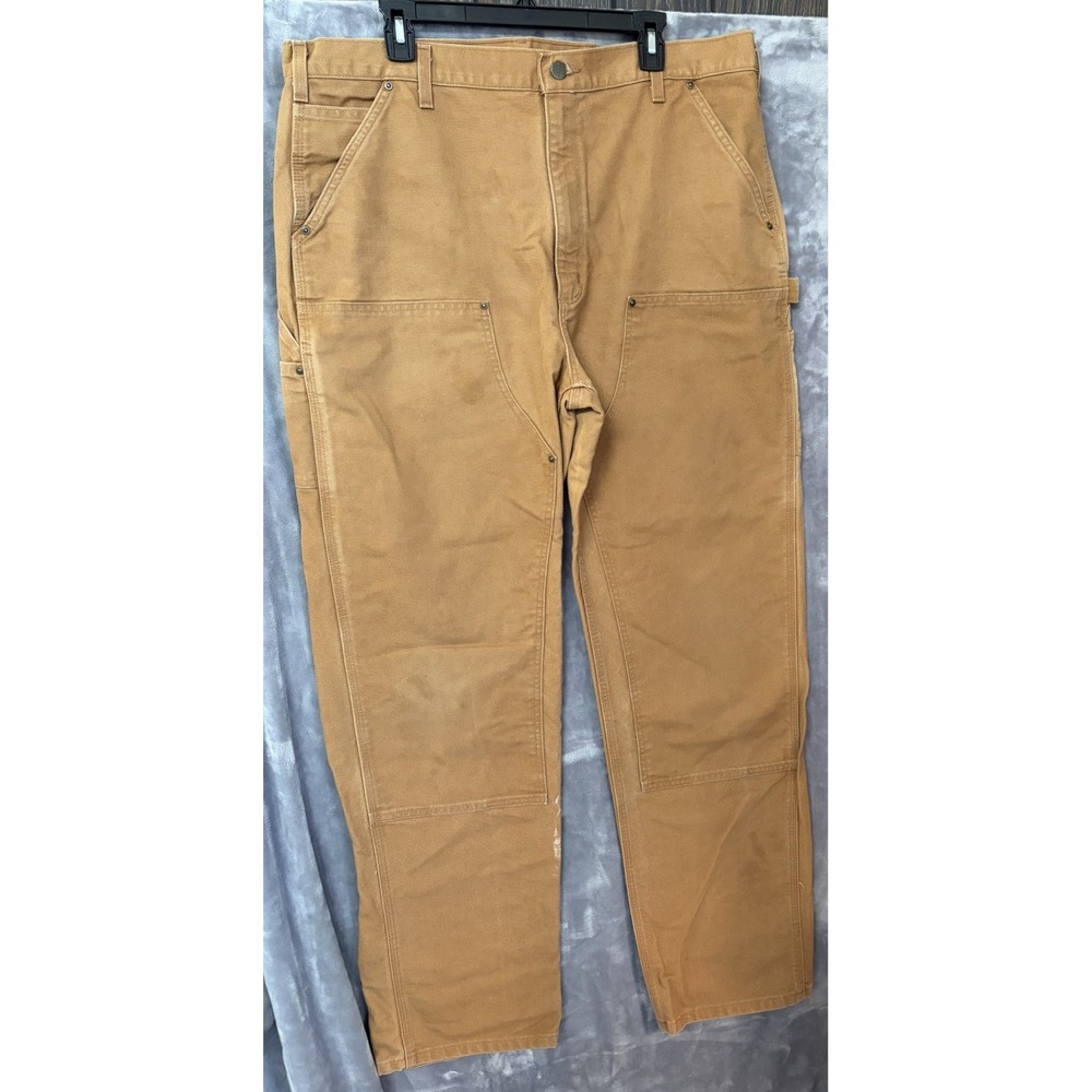 Carhartt Pants Men 40x36 Brown Double Knee Canvas Carpenter B136-BRN Workwear